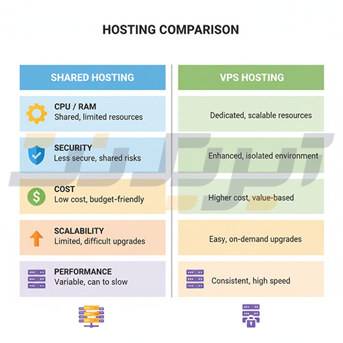 مقایسه هاست اشتراکی و سرور مجازی